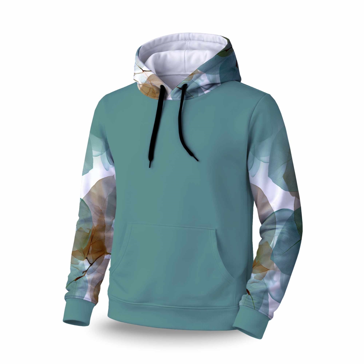 C1SPHSMLB5JTC4 Translucent Leaves Sleeve Pullover Hoodie - Stylish Apparel - Small