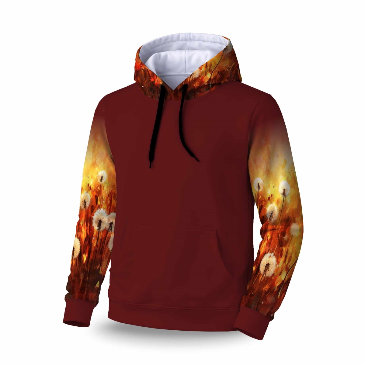 C1SPHSMLL458SP Dandelion Fire Sleeve Pullover Hoodie - Stylish Apparel - Small