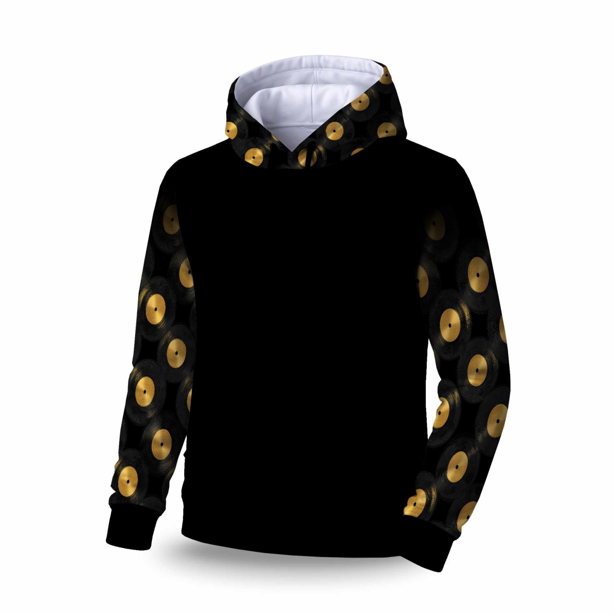 C1SPHSMLNZG316 Golden Groove Circles Sleeve Pullover Hoodie - Apparel - Small