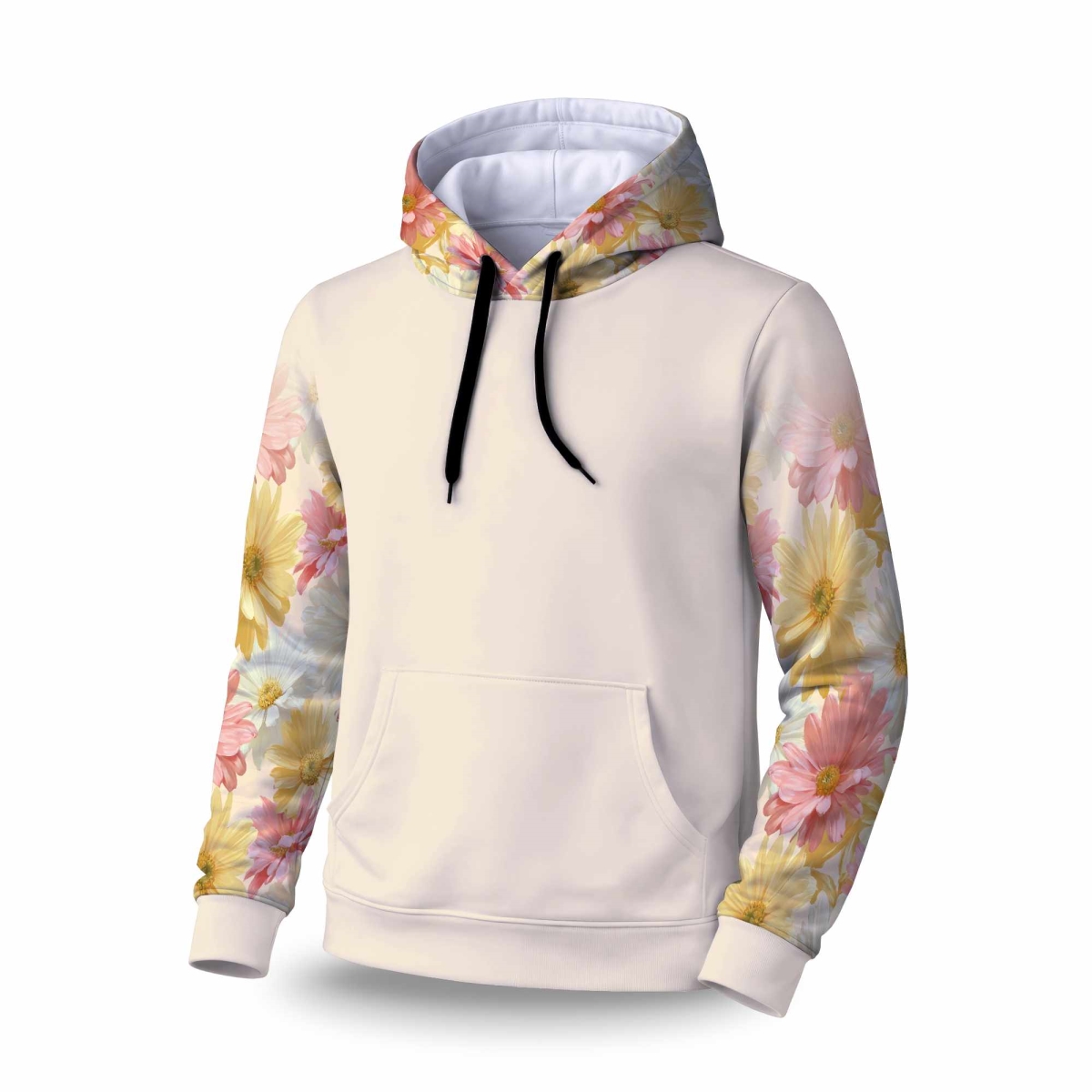 C1SPHSMLT94BID Sunlit Daisy Dream Sleeve Pullover Hoodie - Stylish Apparel - Small