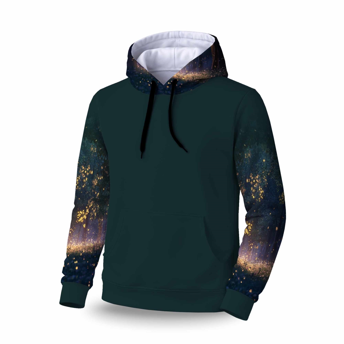 C1SPHMDMSWDI1K Glowing Leaves Sleeve Pullover Hoodie - Stylish Apparel - Medium