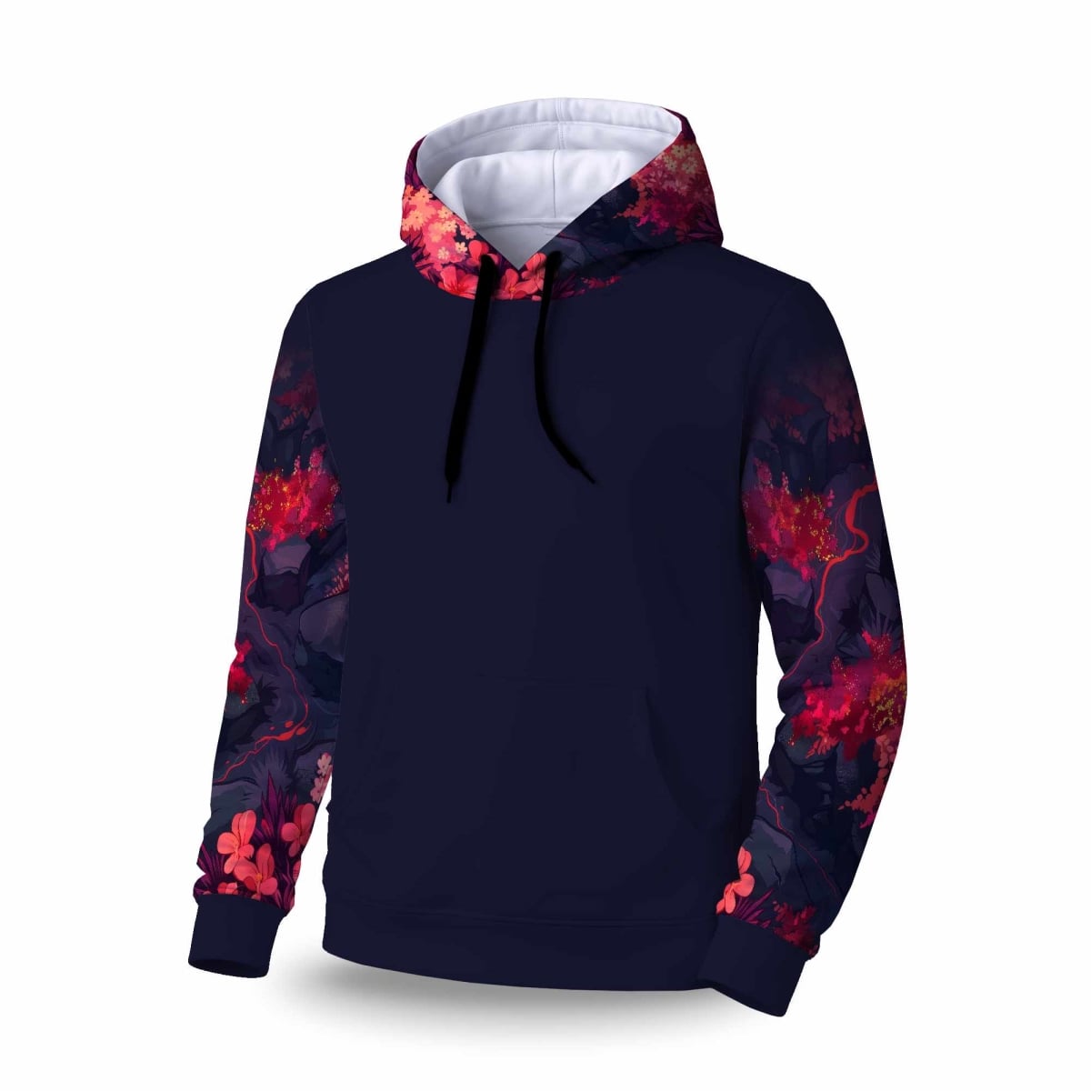 C1SPHLRGA76DY3 Burning Plants Sleeve Pullover Hoodie - Stylish Apparel - Large