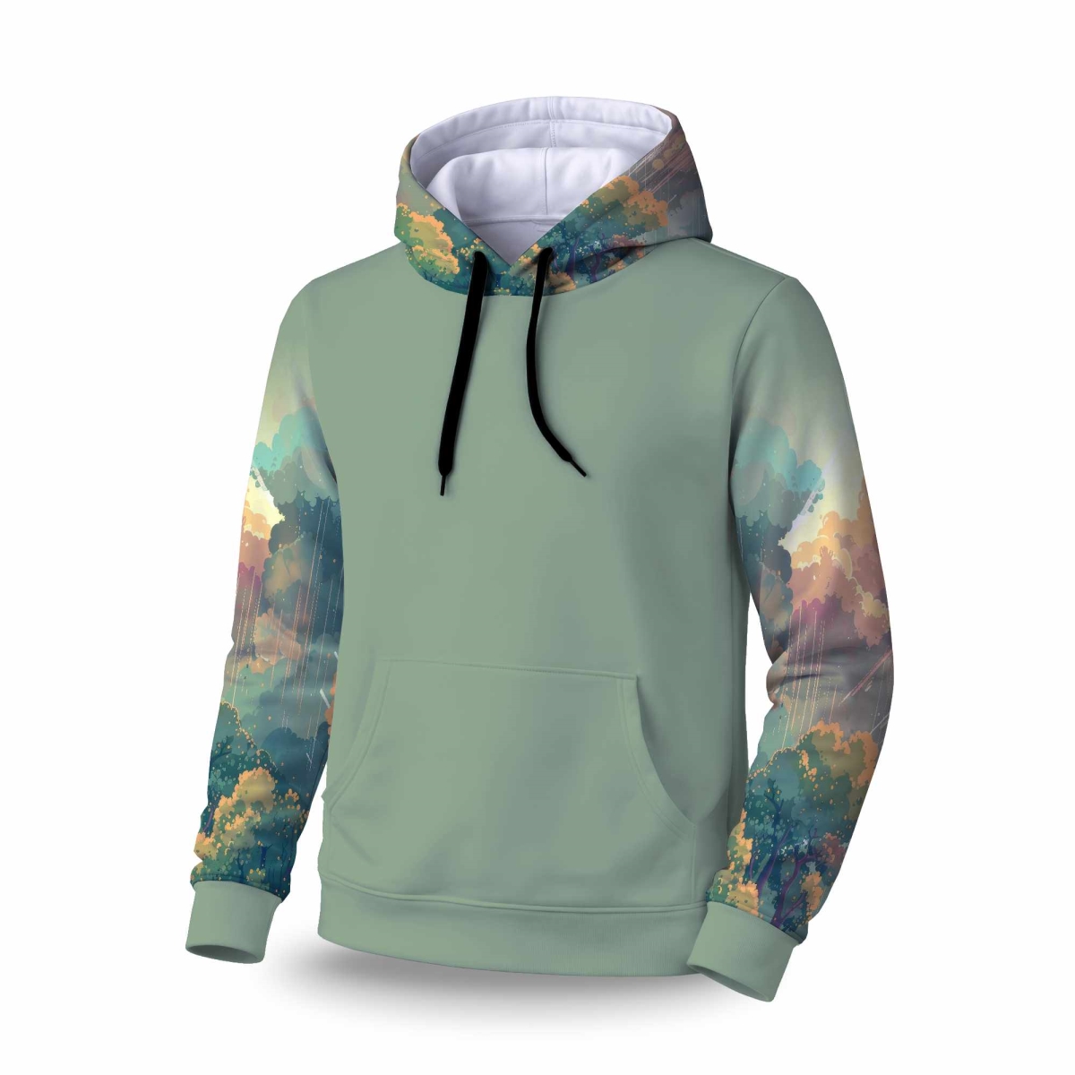 C1SPHSML6IZZ59 Crystal Winds Sleeve Pullover Hoodie - Stylish Apparel - Small