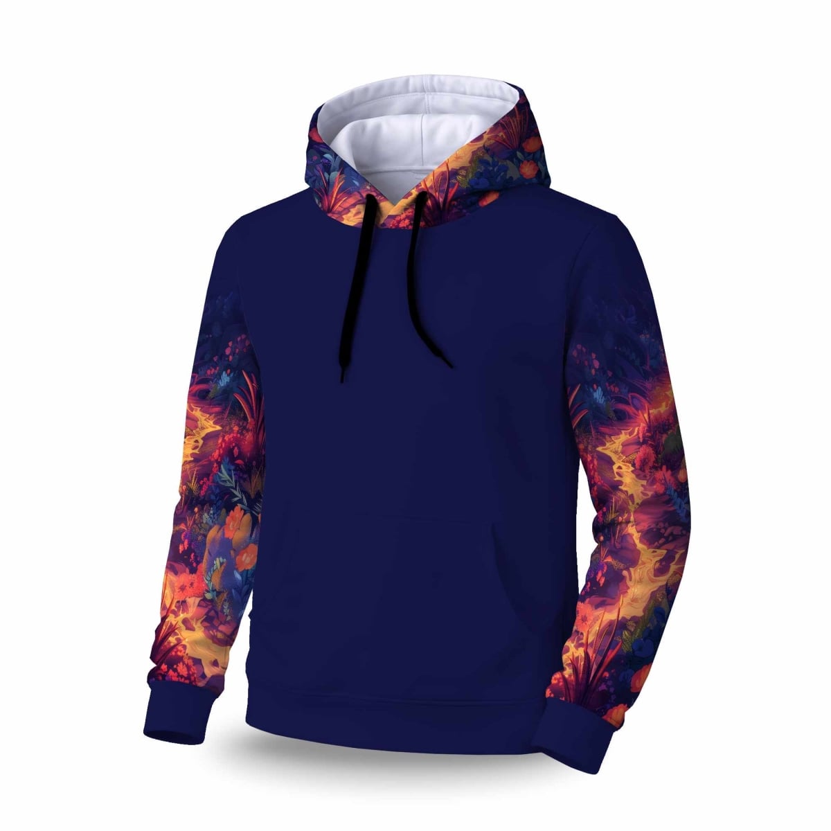 C1SPHSMLI7SRZZ Burning Flowers Sleeve Pullover Hoodie - Stylish Apparel - Small