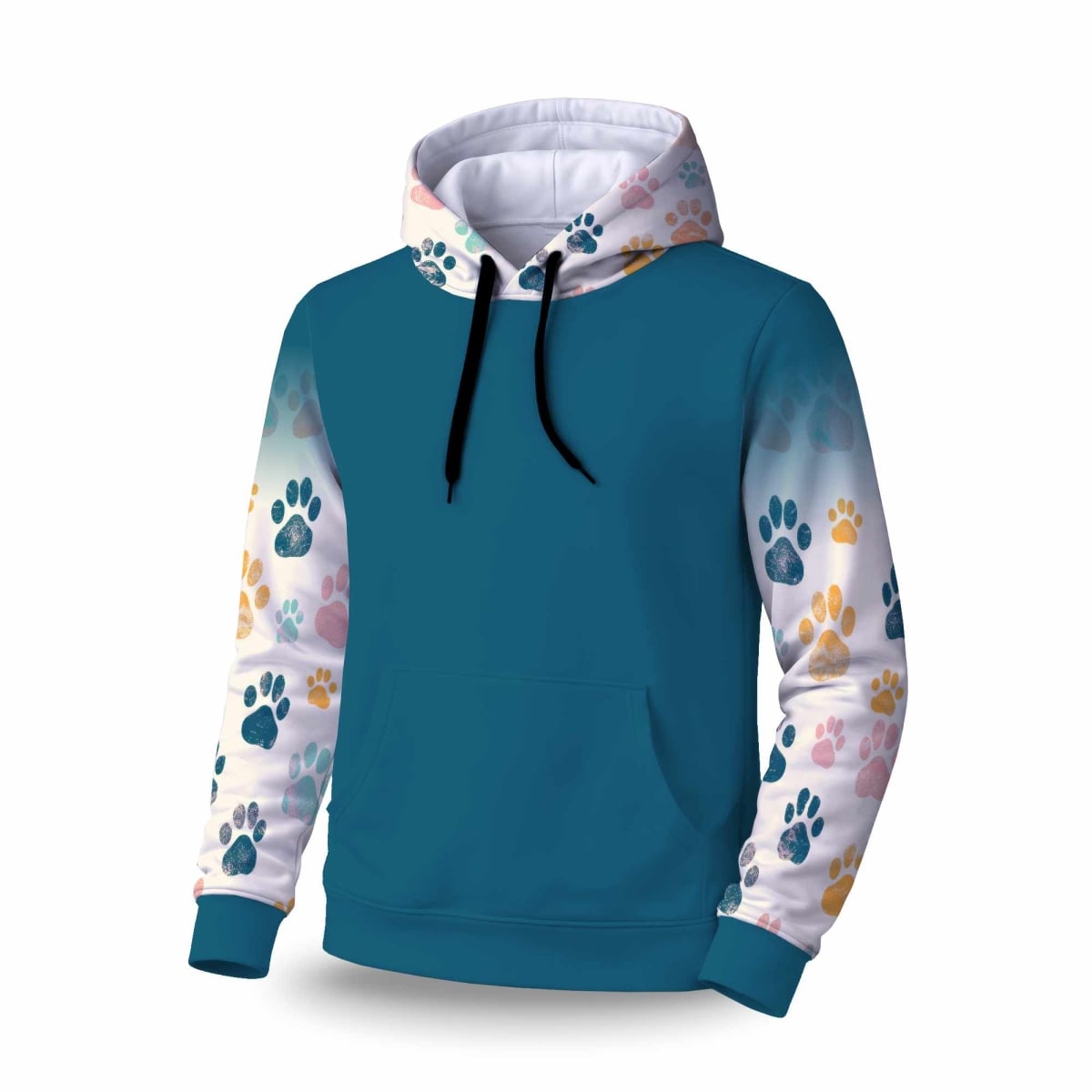 C1SPHSMLVJ0KMB Cute Paws Sleeve Pullover Hoodie - Cozy Apparel Style - Small