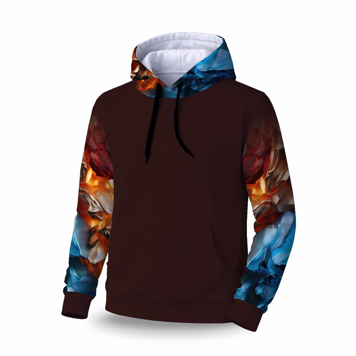 C1SPHXLGVTRX68 Mineral Contrast Sleeve Pullover Hoodie - Stylish Apparel - Extra Large