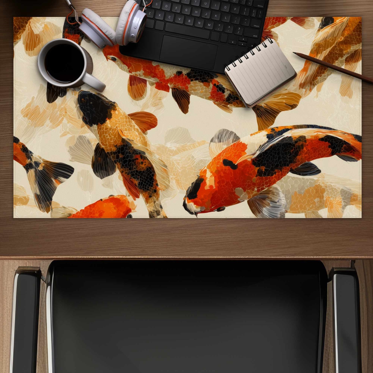C1DM1424C6U0VS 14 x 24 in. Koi Dance Flow Gaming Mat - Stylish Home Decor Play Mat