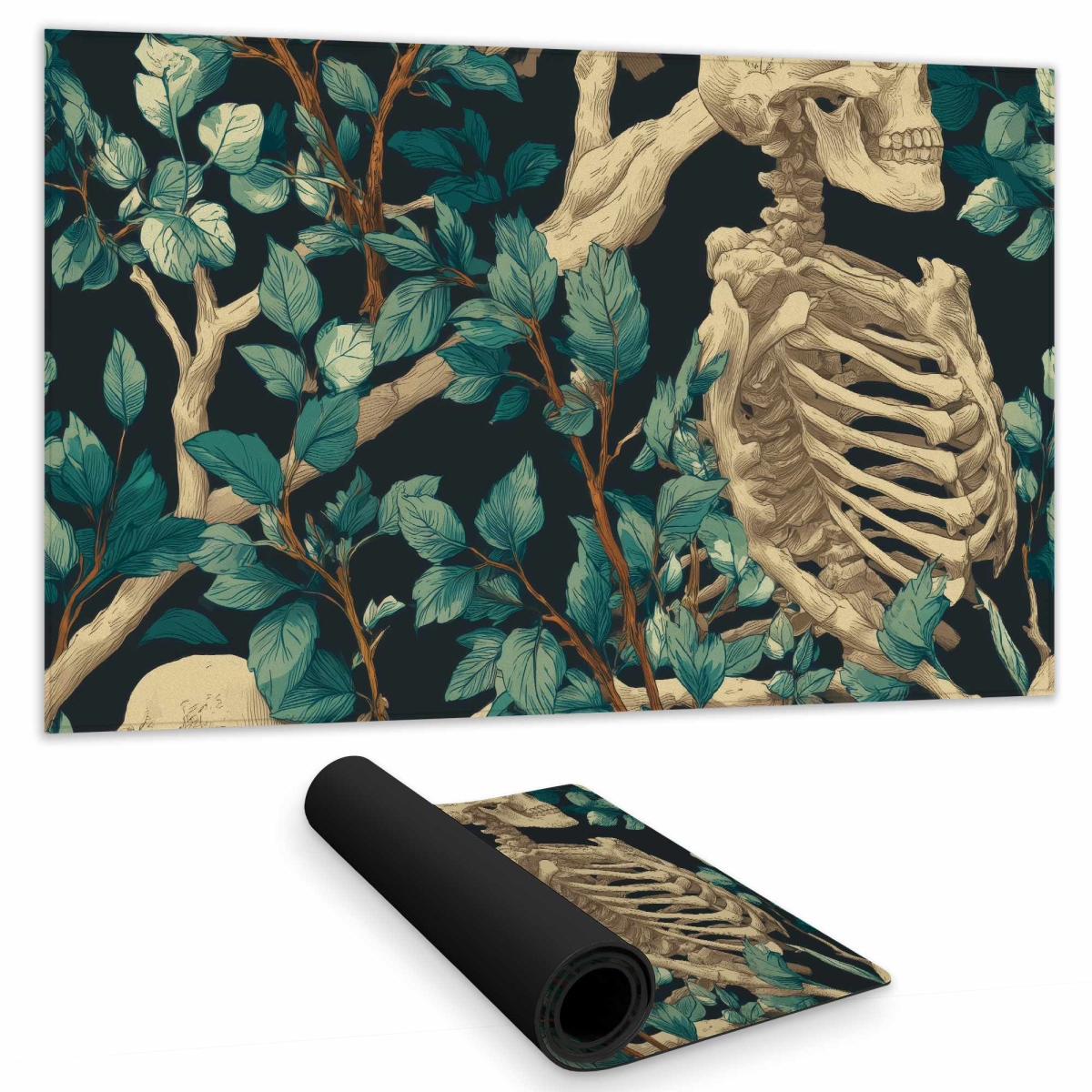 C1DM1424E6OPBW 14 x 24 in. Sticks and Skulls Gaming Mat - Unique Home Decor Mat