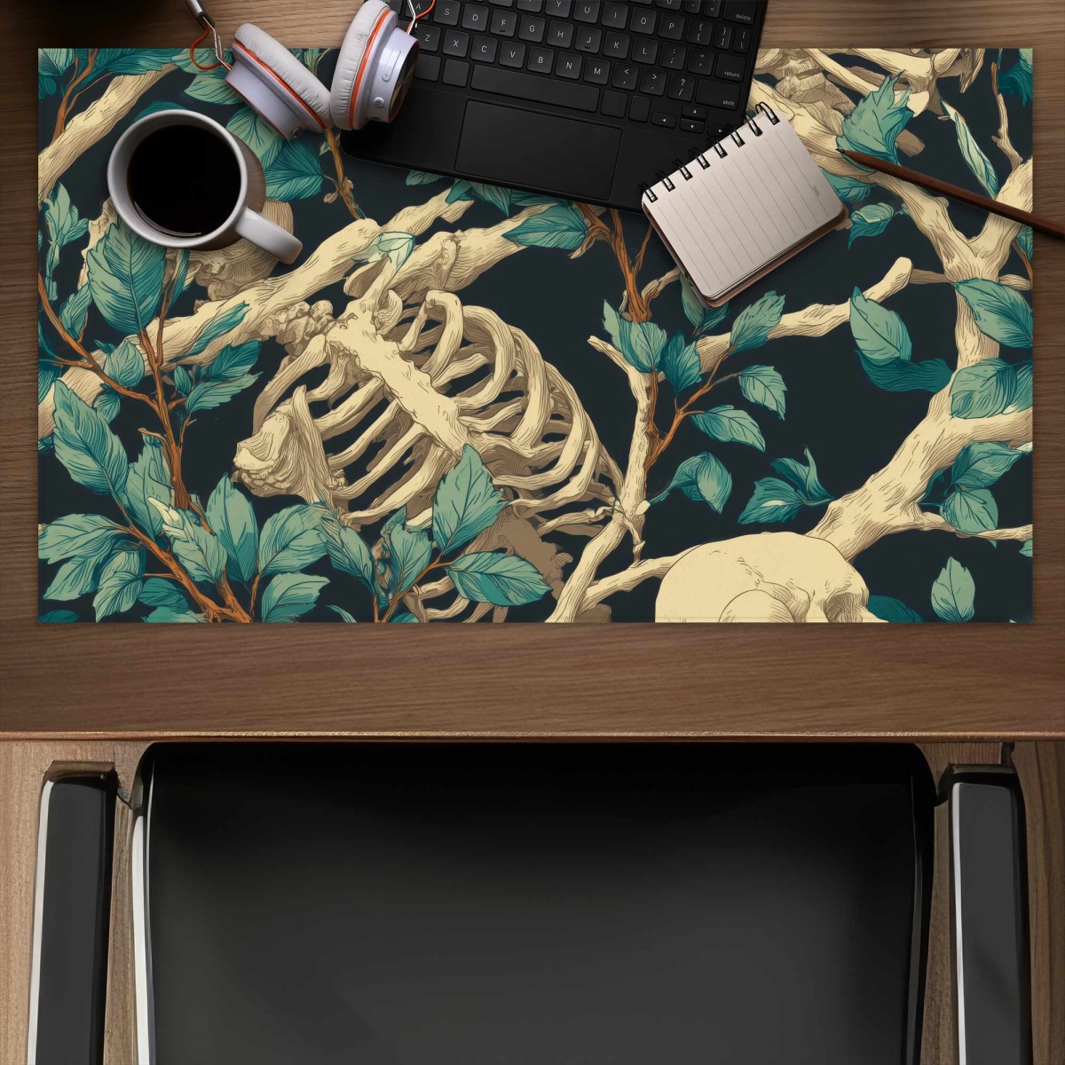 C1DM1424EFKOSQ 14 x 24 in. Sticks and Skulls Gaming Mat - Unique Home Decor Accent