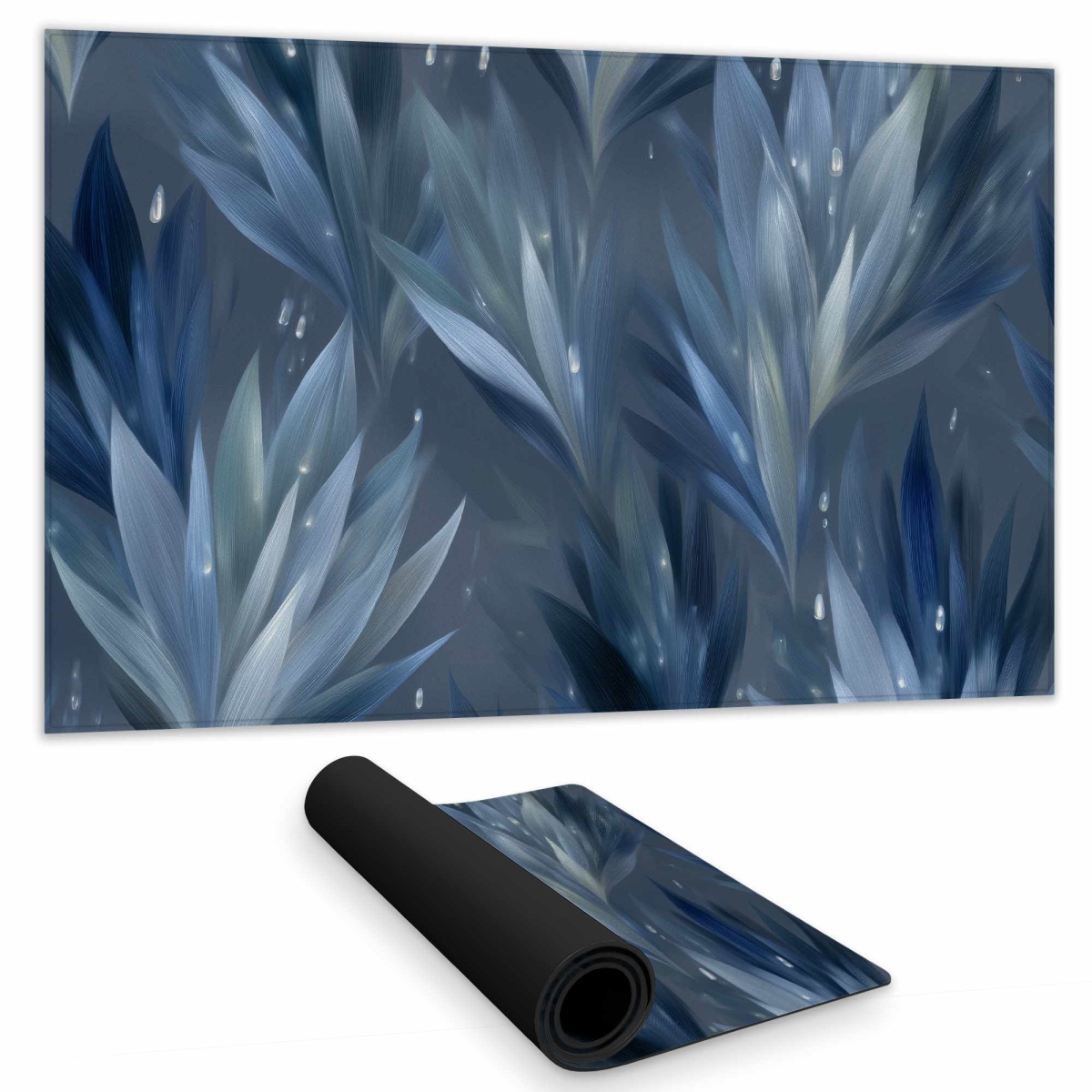 C1DM1424RZH8XN 14 x 24 in. Icy Leaves Gaming Mat - Stylish Home Decor Play Surface