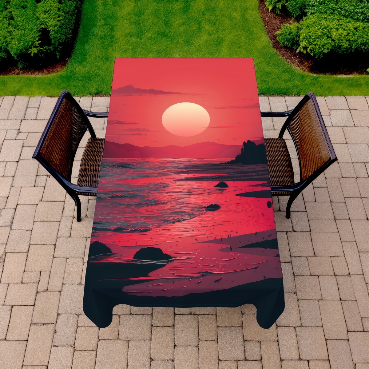 Picture of MWW C1TCLRGE0A8S61 58 x 102 in. Red Sky Indoor & Outdoor Tablecloth - Stylish Home Decor