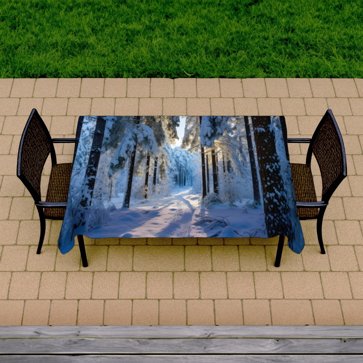 Picture of MWW C1TCLRGE17ZHQ6 58 x 102 in. Snowy Path Brown Indoor & Outdoor Tablecloth - Home Decor