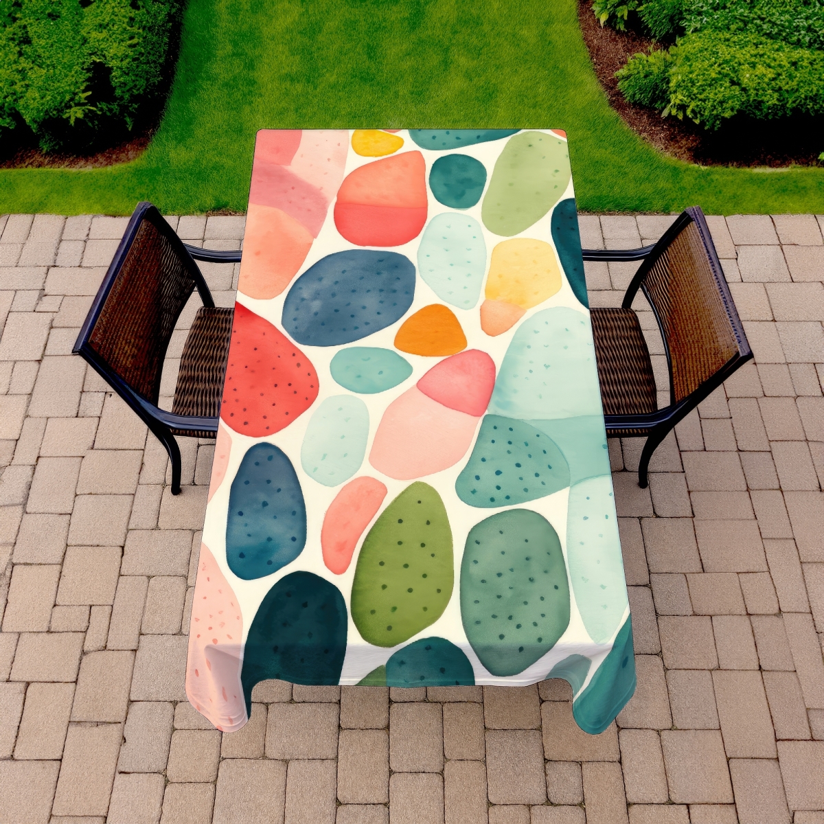 Picture of MWW C1TCLRGE7FLAI3 58 x 102 in. Seedy Shapes Orange Indoor & Outdoor Tablecloth for Home Decor