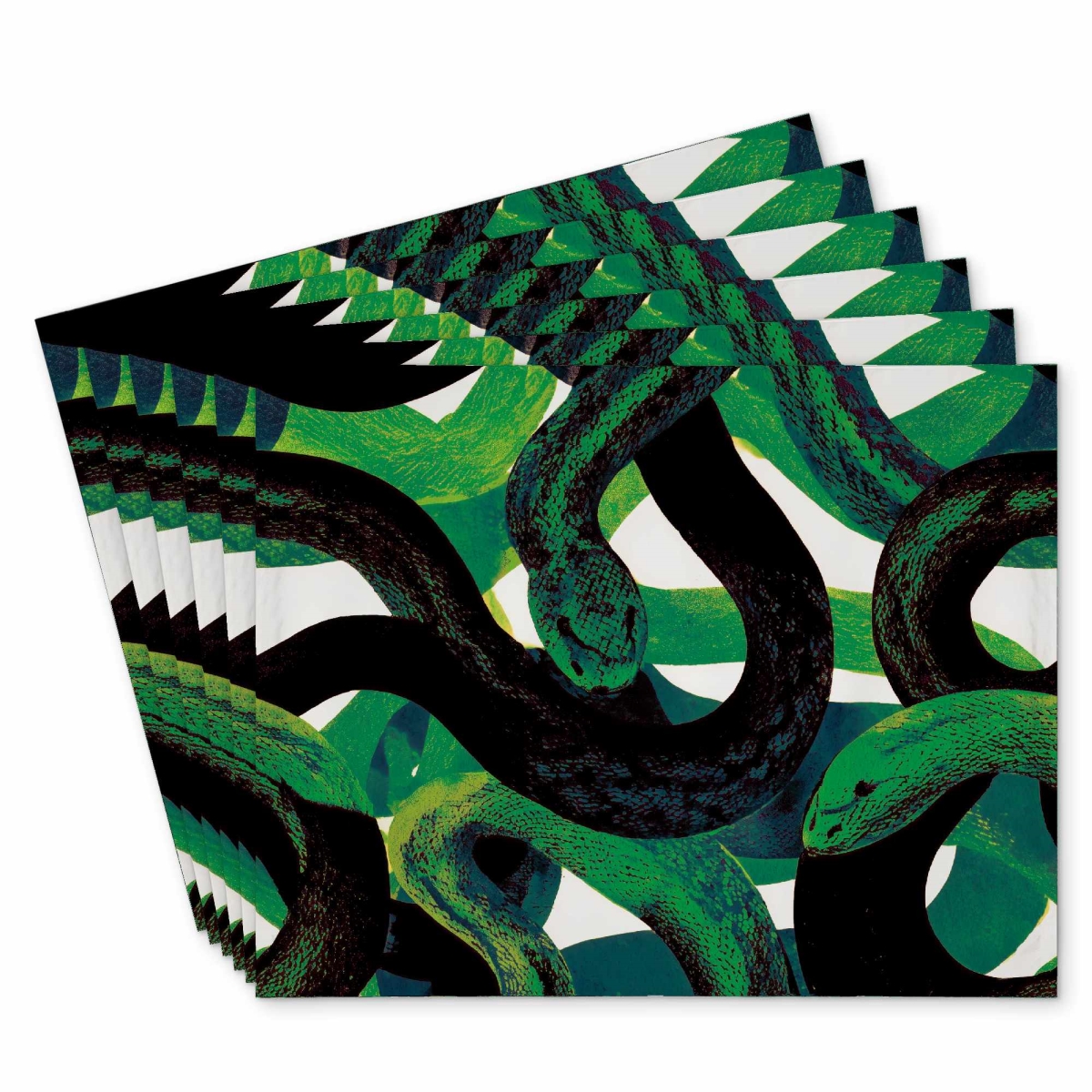 C6PP1418G0PLFZ 14 x 18 in. Emerald Coil Dance Placemat - Stylish Home Decor Accent - Set of 6
