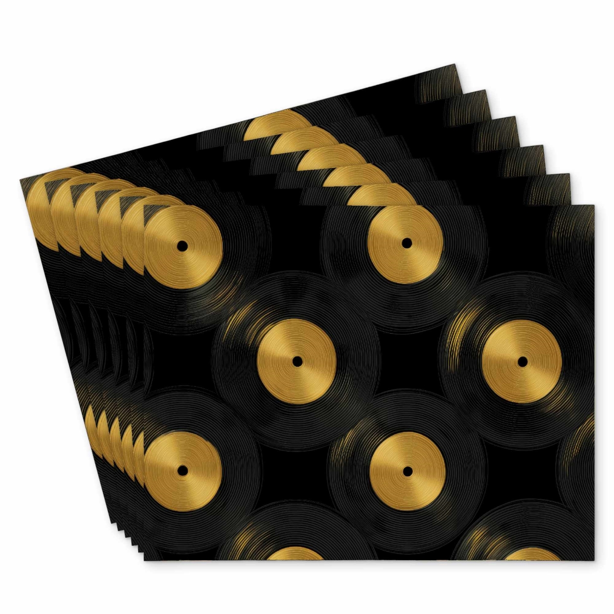 C6PP1418SCPH58 14 x 18 in. Golden Groove Circles Polyester Placemat for Home Decor - Set of 6