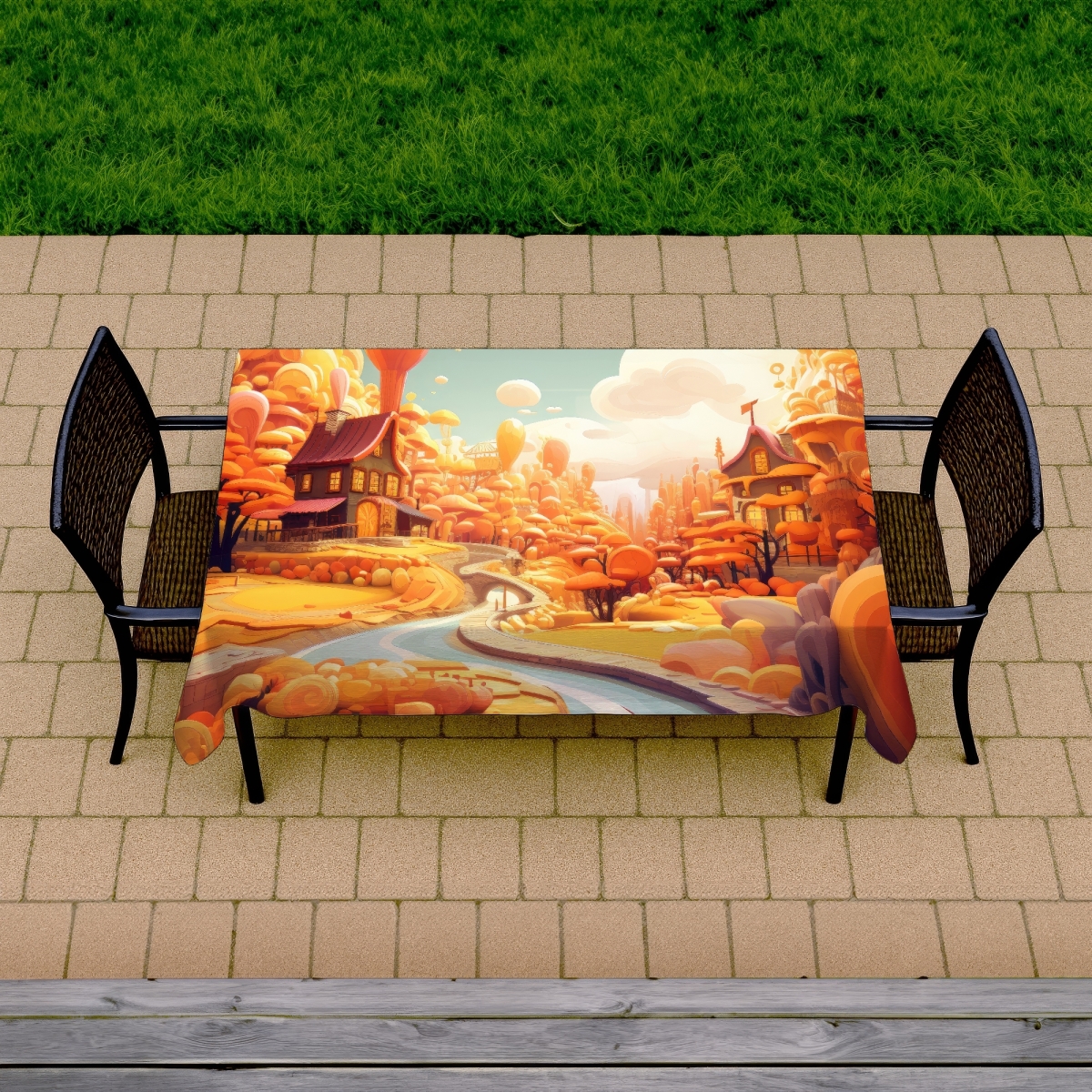 Picture of MWW C1TCLRGEAC5SR3 58 x 102 in. Honey Land Orange Indoor & Outdoor Tablecloth for Home Decor