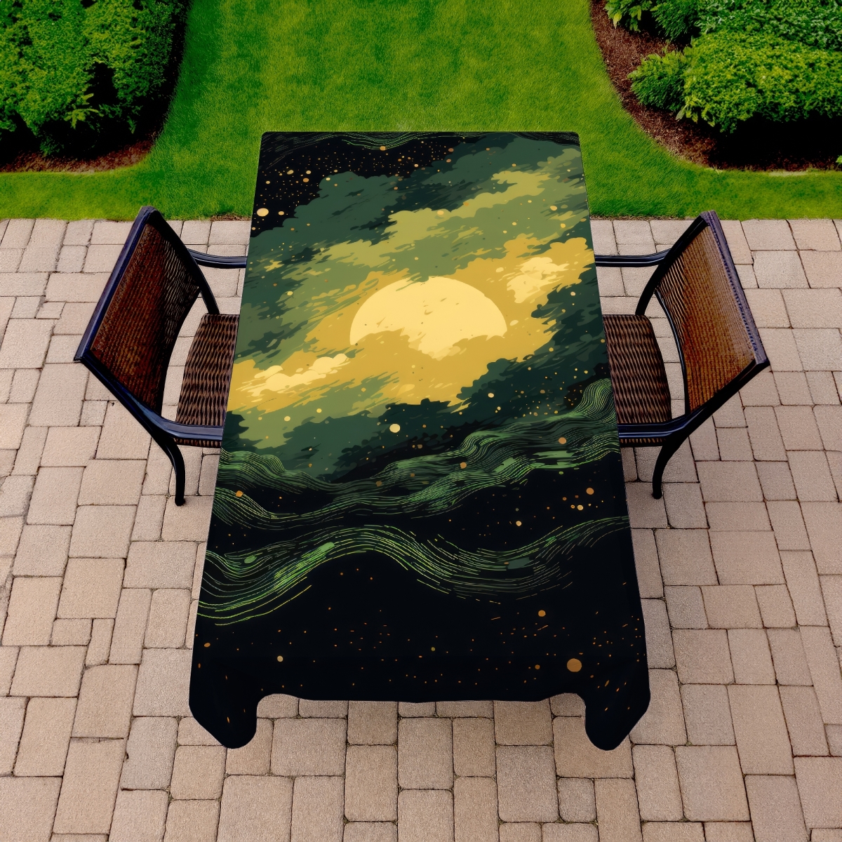 Picture of MWW C1TCLRGEADVHSL 58 x 102 in. Cloudy Star Green Indoor & Outdoor Tablecloth for Home Decor
