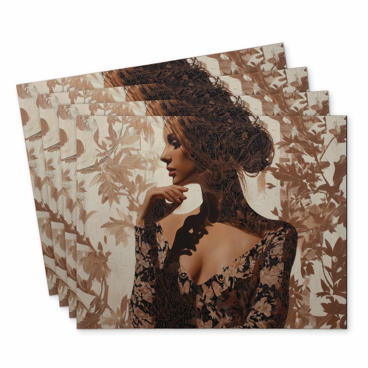 C4PP14184PPKBE 14 x 18 in. Contemplation Placemat - Elegant Home Decor Table Accent - Set of 4