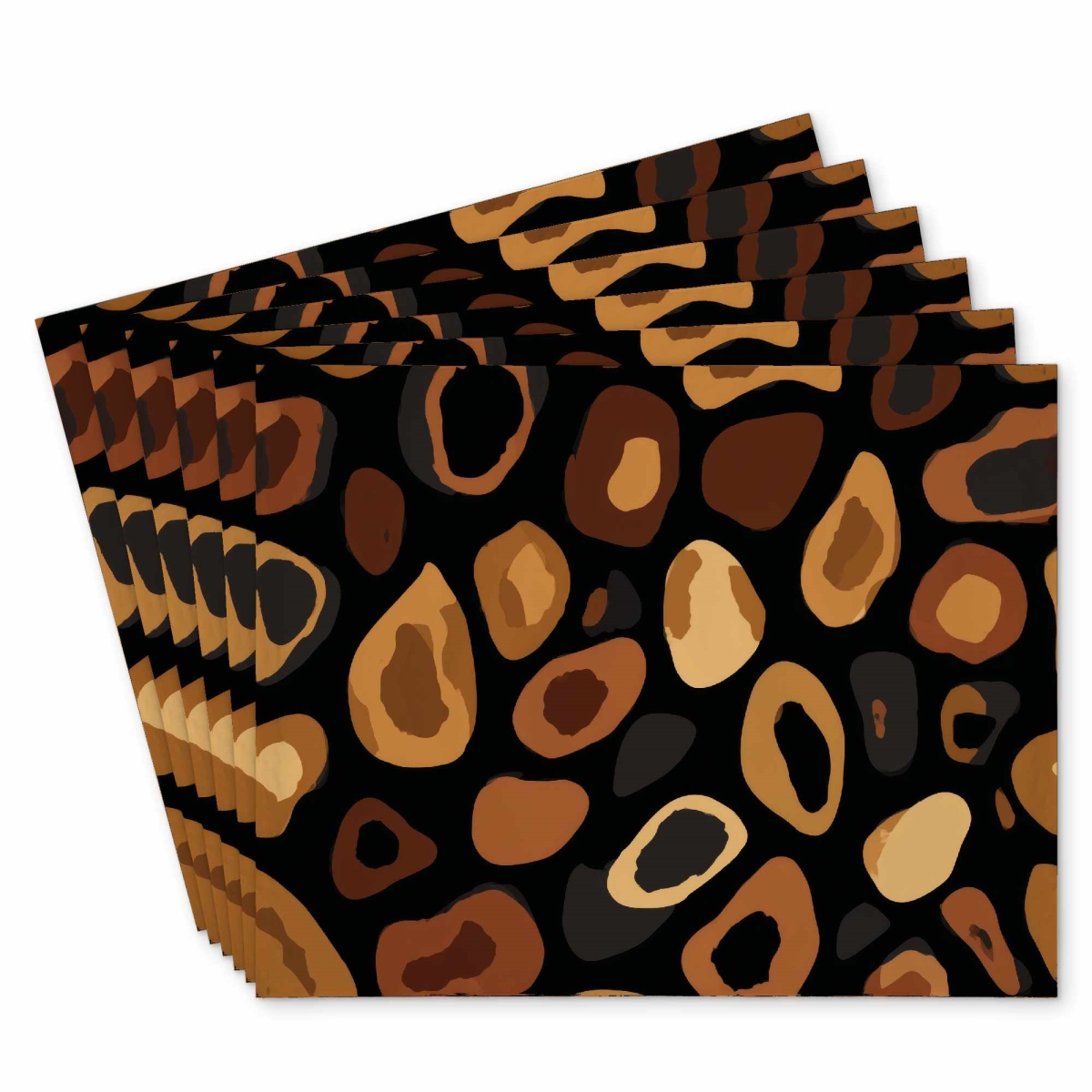 C6PP14189R80Z0 14 x 18 in. Wild Earth Spots Polyester Placemat - Stylish Home Decor - Set of 6