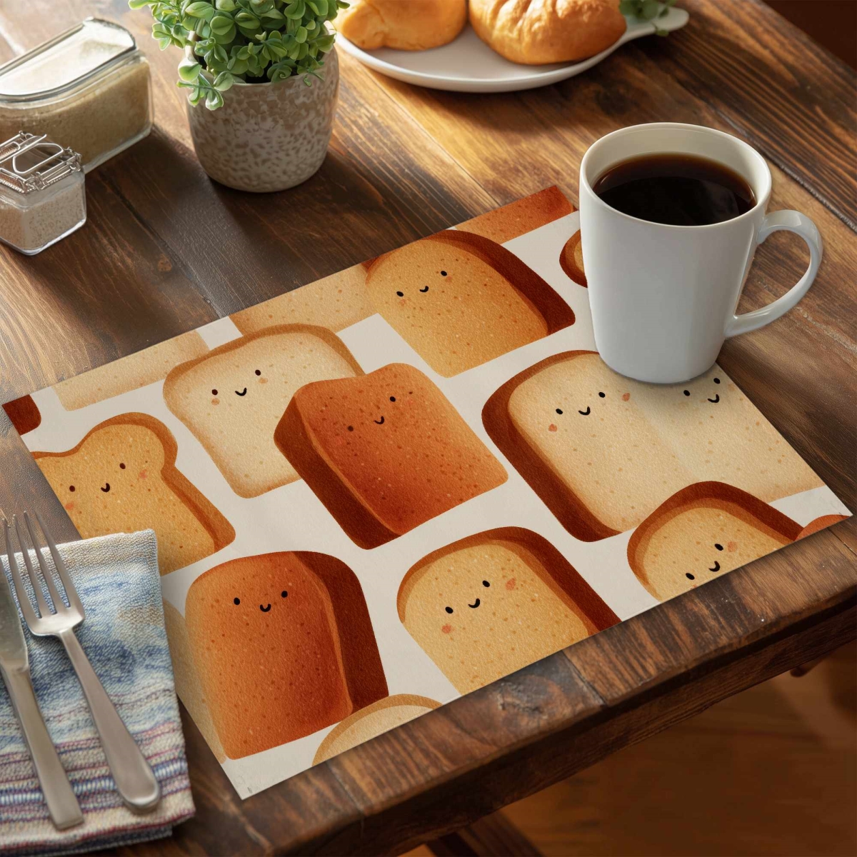 CPPM1418CG9COS 14 x 18 in. Toasty Smiles Polyester Placemat - Stylish Home Decor