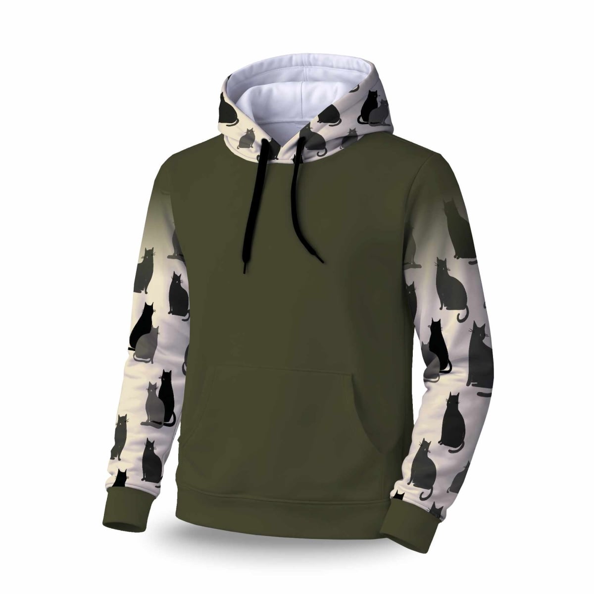 C1SPHLRGSGP23O Silent Cat Gathering Sleeve Pullover Hoodie - Apparel - Large