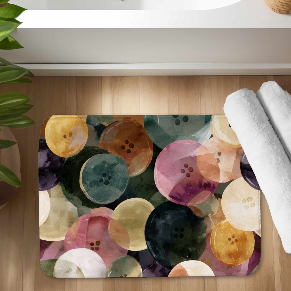 C1BM1724DVVZGL 17 x 24 in. Colorful Button Dance Bath Mat - Stylish Home Decor