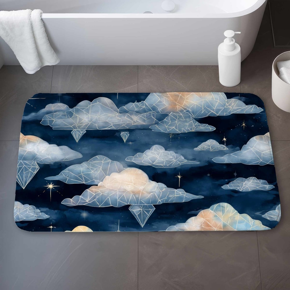 C1BM2134PRIPHD 21 x 34 in. Celestial Crystal Clouds Bath Mat - Stylish Home Decor