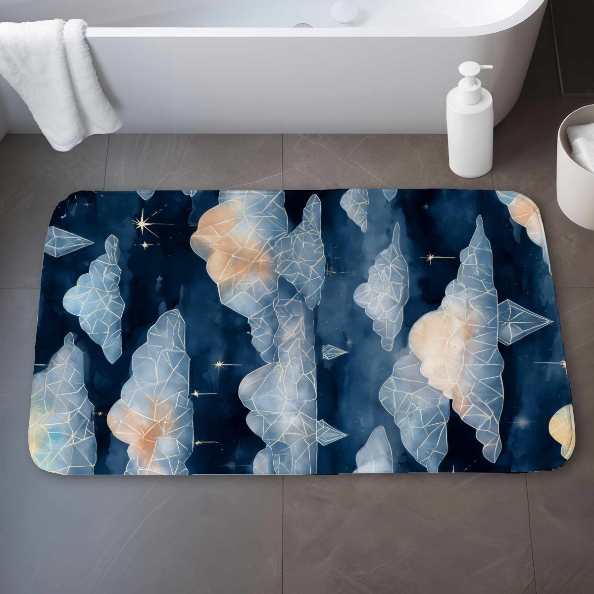 C1BM2134TDYG15 21 x 34 in. Celestial Crystal Clouds Bath Mat - Home Decor Soft Rug