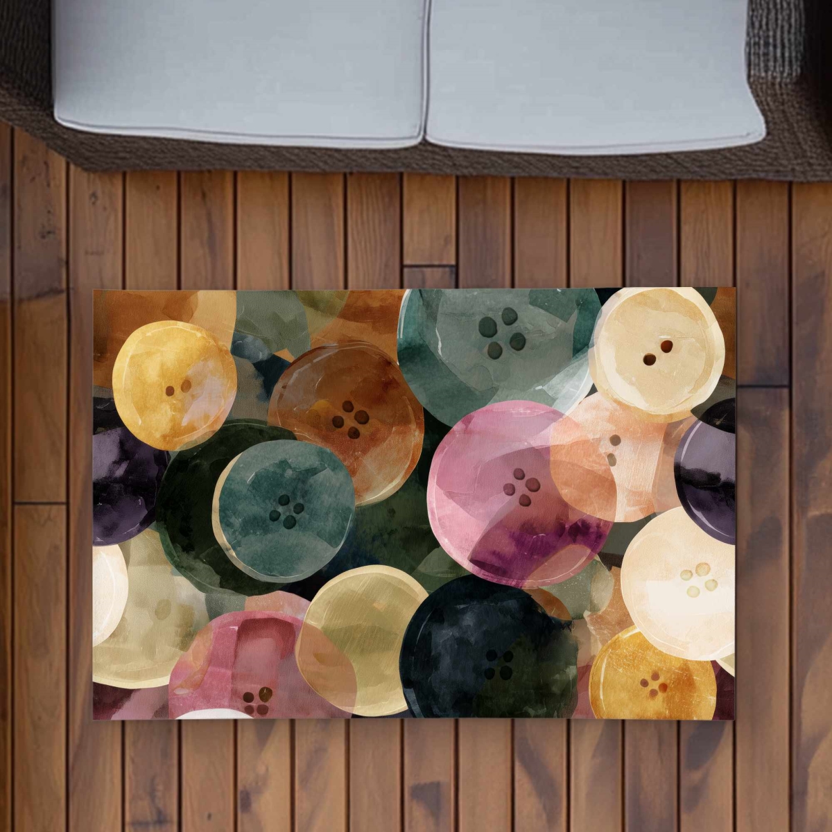 C1ROAR230B3UGA 2 x 3 ft. Colorful Button Dance Outdoor Rectangle Area Rug - Home Decor