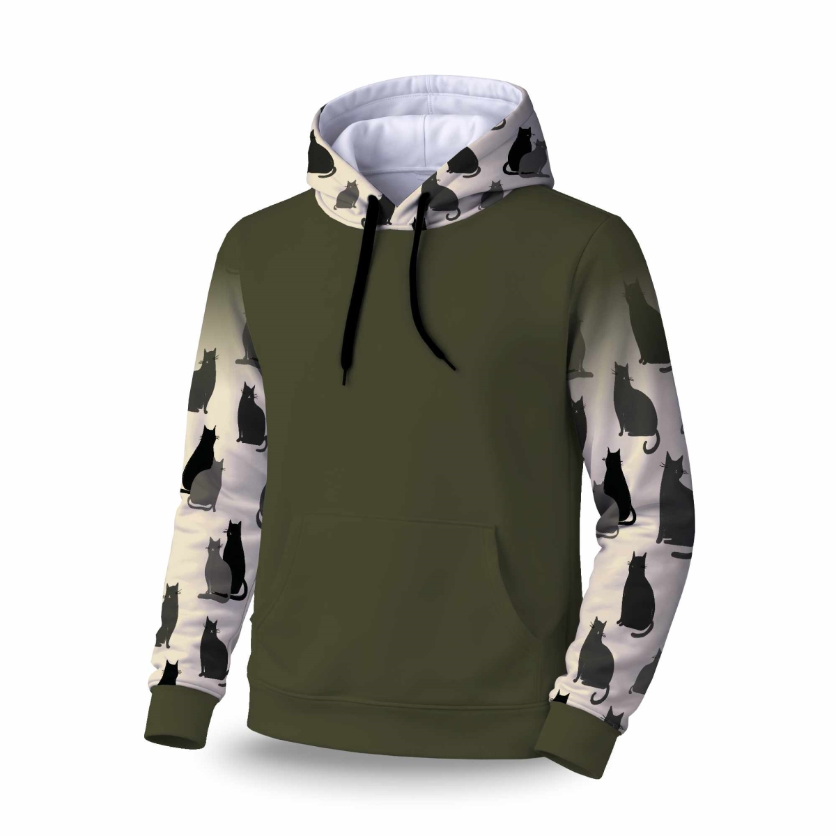 C1SPHMDMI30DEX Silent Cat Gathering Sleeve Pullover Hoodie - Apparel - Medium
