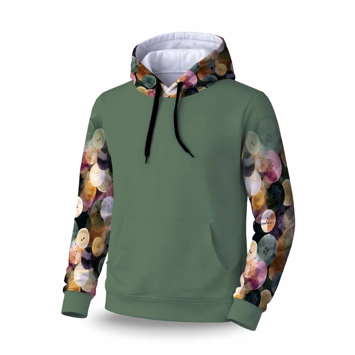 C1SPHSML5B0VBN Colorful Button Dance Sleeve Pullover Hoodie - Apparel - Small