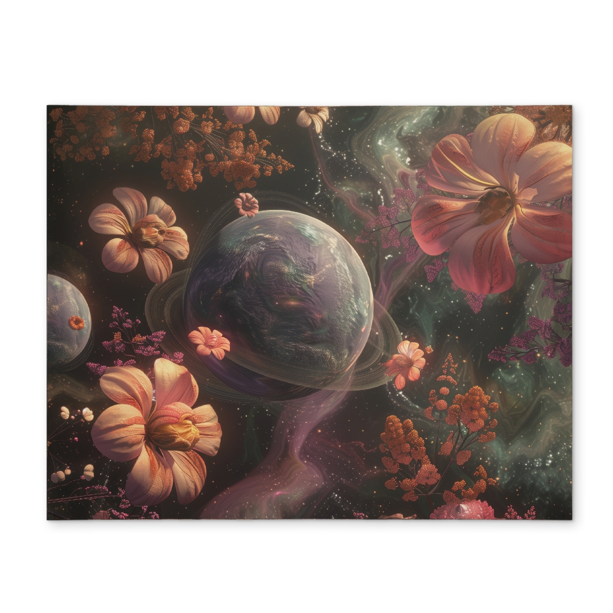 Picture of MWW CPPM14180GUK58 14 x 18 in. Flower Space Black Polyester Placemat for Home Decor - Chic Design