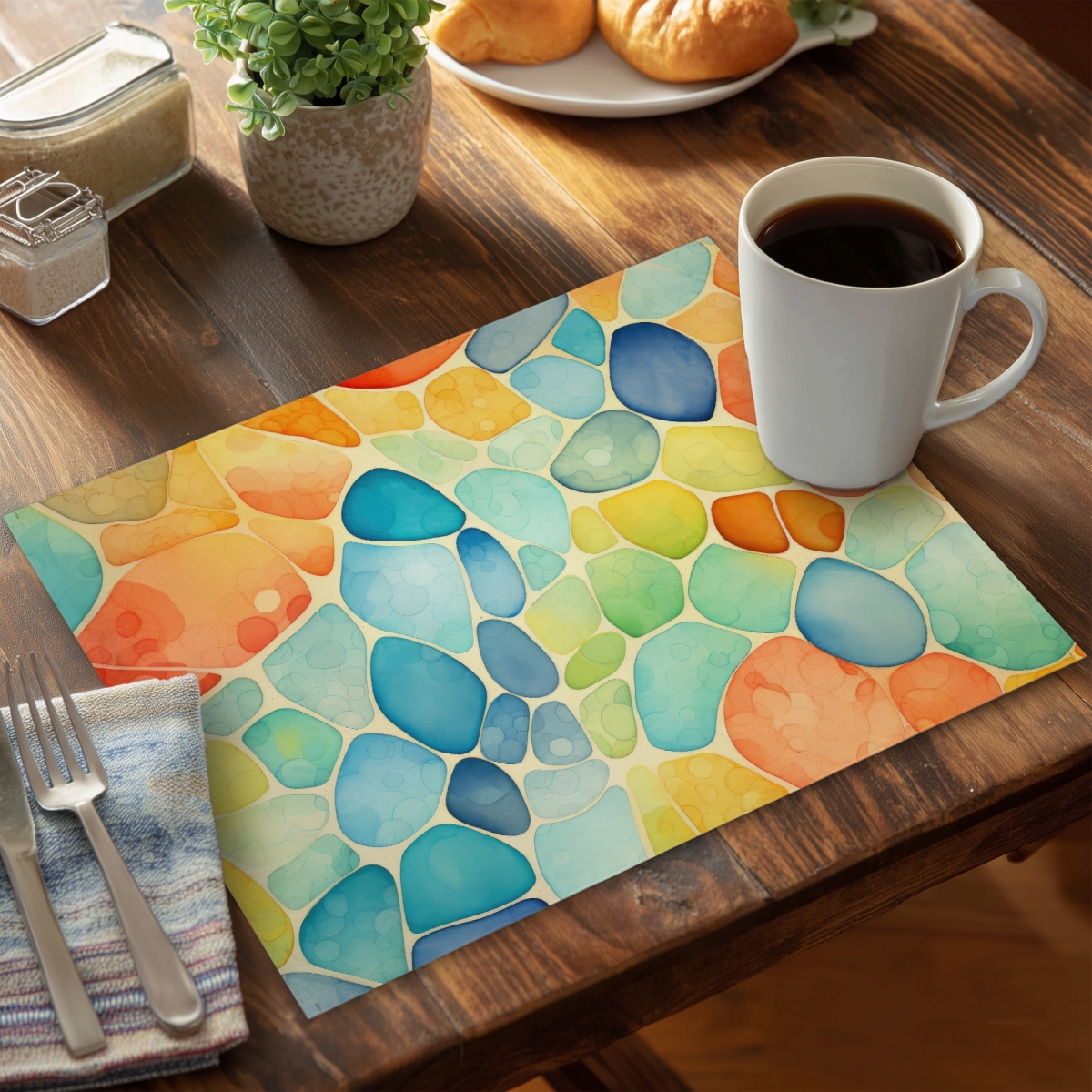 Picture of MWW CPPM14181MZGKC 14 x 18 in. Blobs Orange Polyester Placemat for Home Decor - Stylish Dining