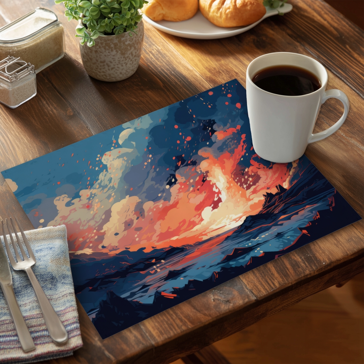 Picture of MWW CPPM14181XJ28Q 14 x 18 in. Magma Does Not Wait - Coral Polyester Placemat for Home Decor
