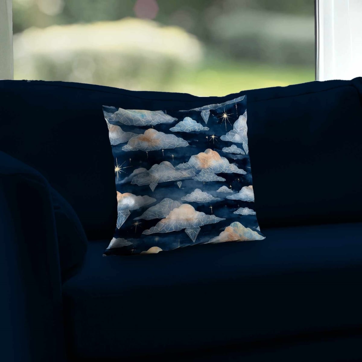 C1PC1414C8O75J 14 x 14 in. Celestial Crystal Clouds Poly Twill Throw Pillow Decor