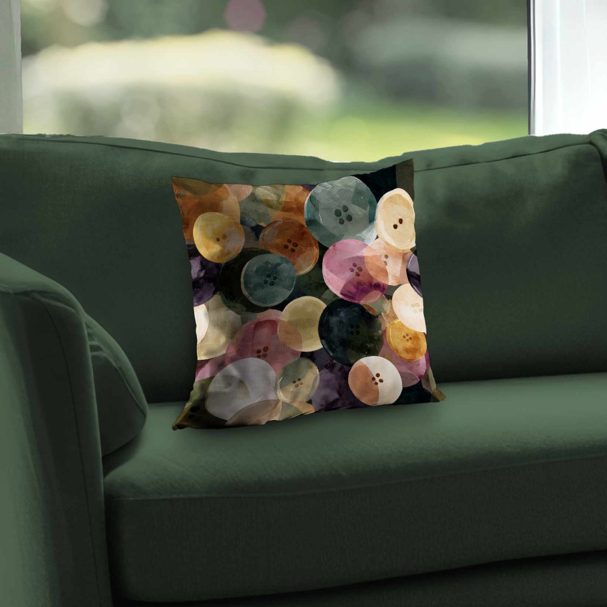 C1PC1414LCSV4Z 14 x 14 in. Colorful Button Dance Poly Twill Throw Pillow Decor