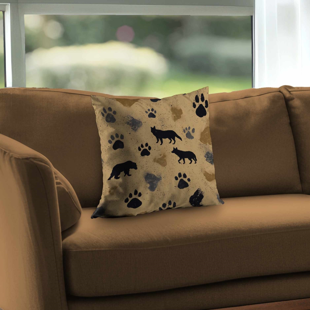 C1PC1616HOLEUE 16 x 16 in. Wild-Tracks Echo Poly Twill Throw Pillow - Home Decor