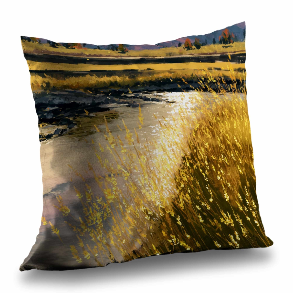 C1PC1818DVVH1U Golden Stream Glow Poly Twill Throw Pillow - Home Decor - 18 x 18 in.