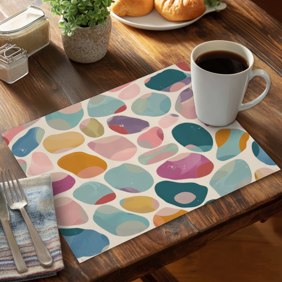Picture of MWW CPPM1418ABUQD9 14 x 18 in. Dots & Bops - Blue Polyester Placemat for Home Decor