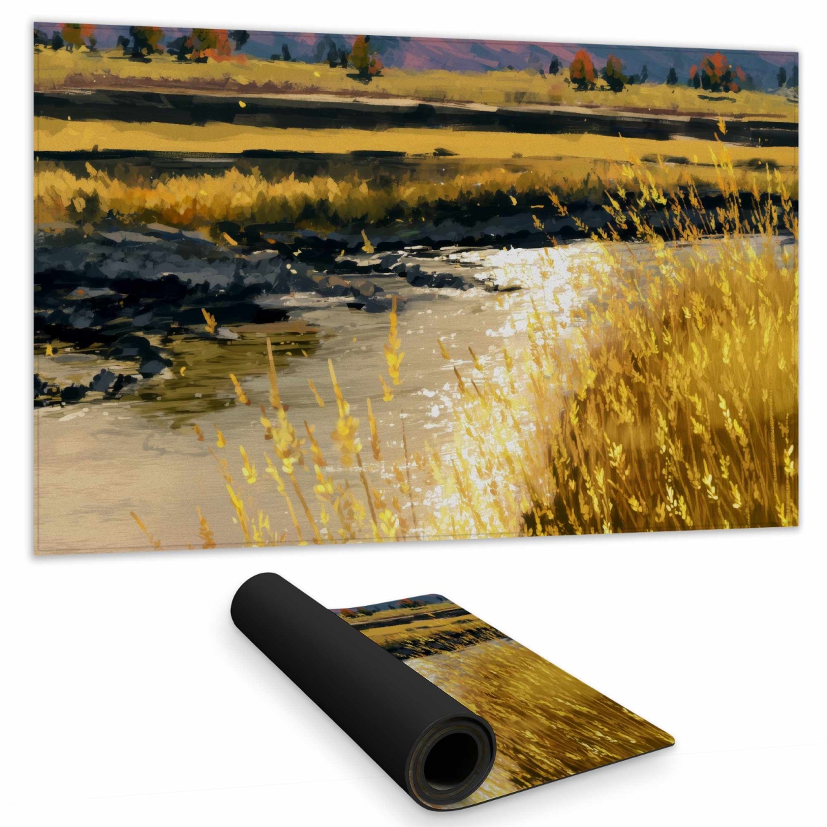 C1DM1424DLREIS 14 x 24 in. Golden Stream Glow Gaming Mat - Stylish Home Decor Mat