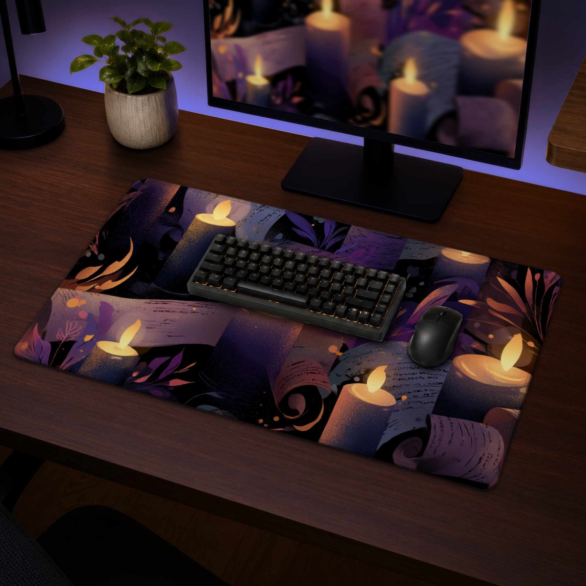 C1DM1424H8C8XH 14 x 24 in. Whispers in Candlelight Gaming Mat for Home Decor