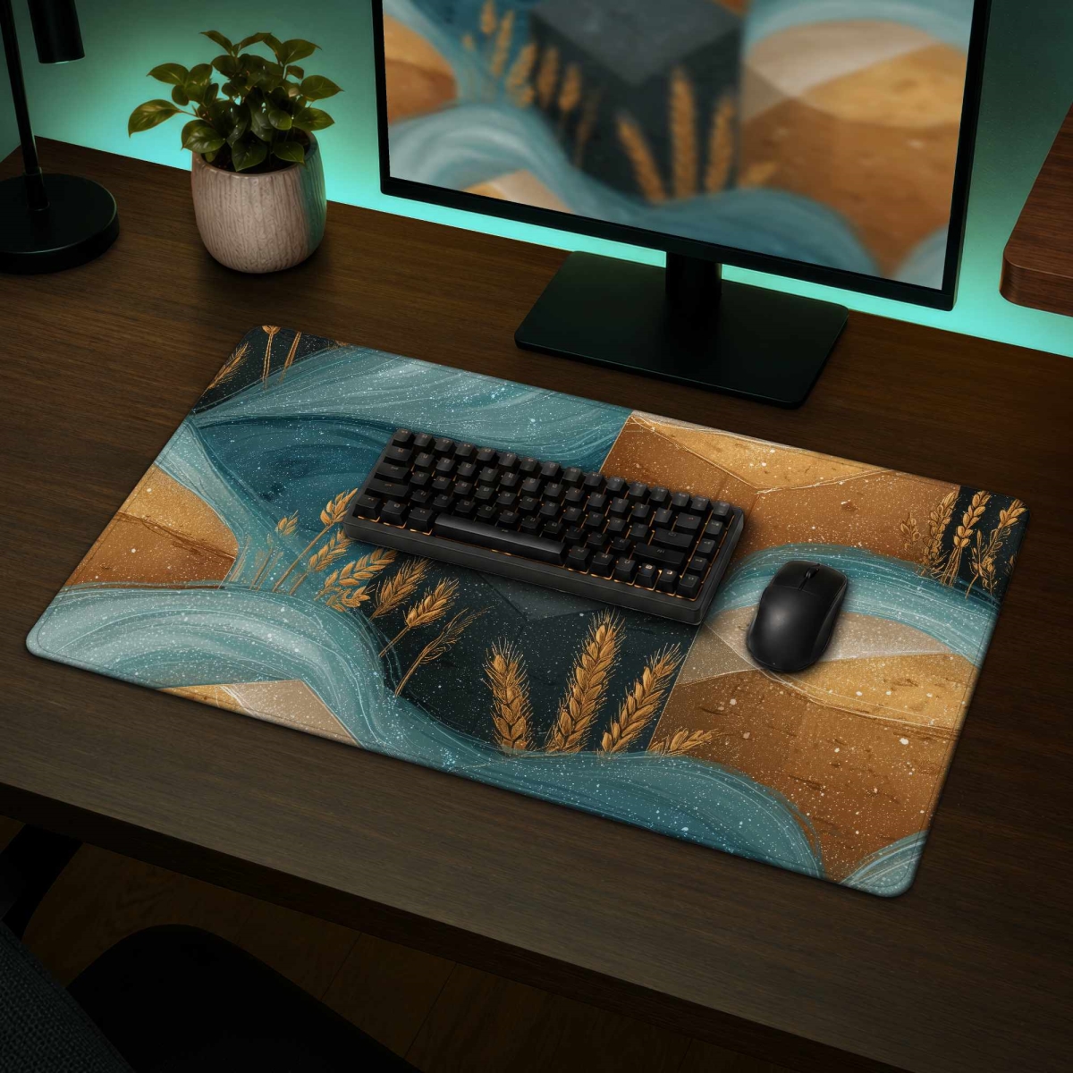 C1DM1424Z7SZI1 14 x 24 in. Golden Harvest Flow Gaming Mat - Stylish Home Decor