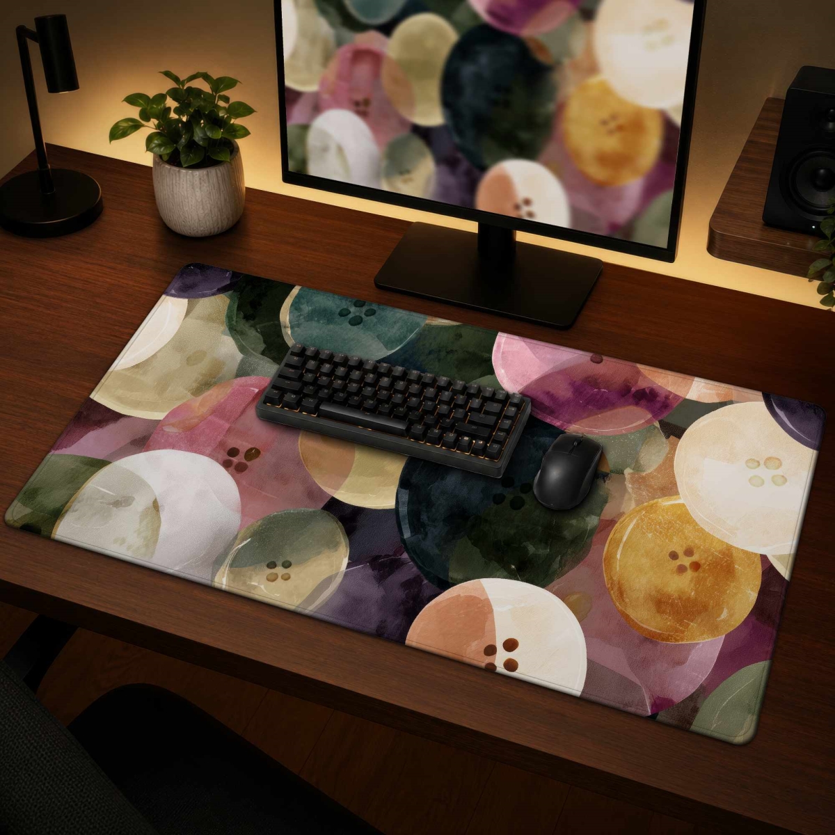 C1DM1531ABJIJA 16 x 32 in. Colorful Button Dance Desk Mat - Stylish Home Decor