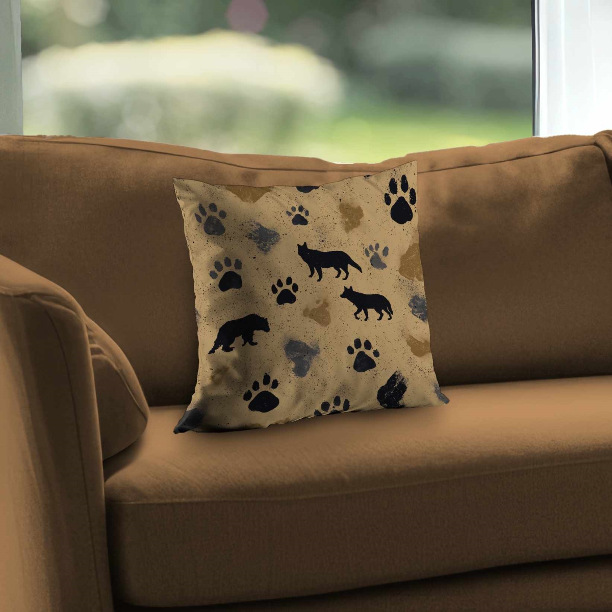 C1PT141424XRUA 14 x 14 in. Wild Tracks Echo Poly Twill Throw Pillow - Home Decor