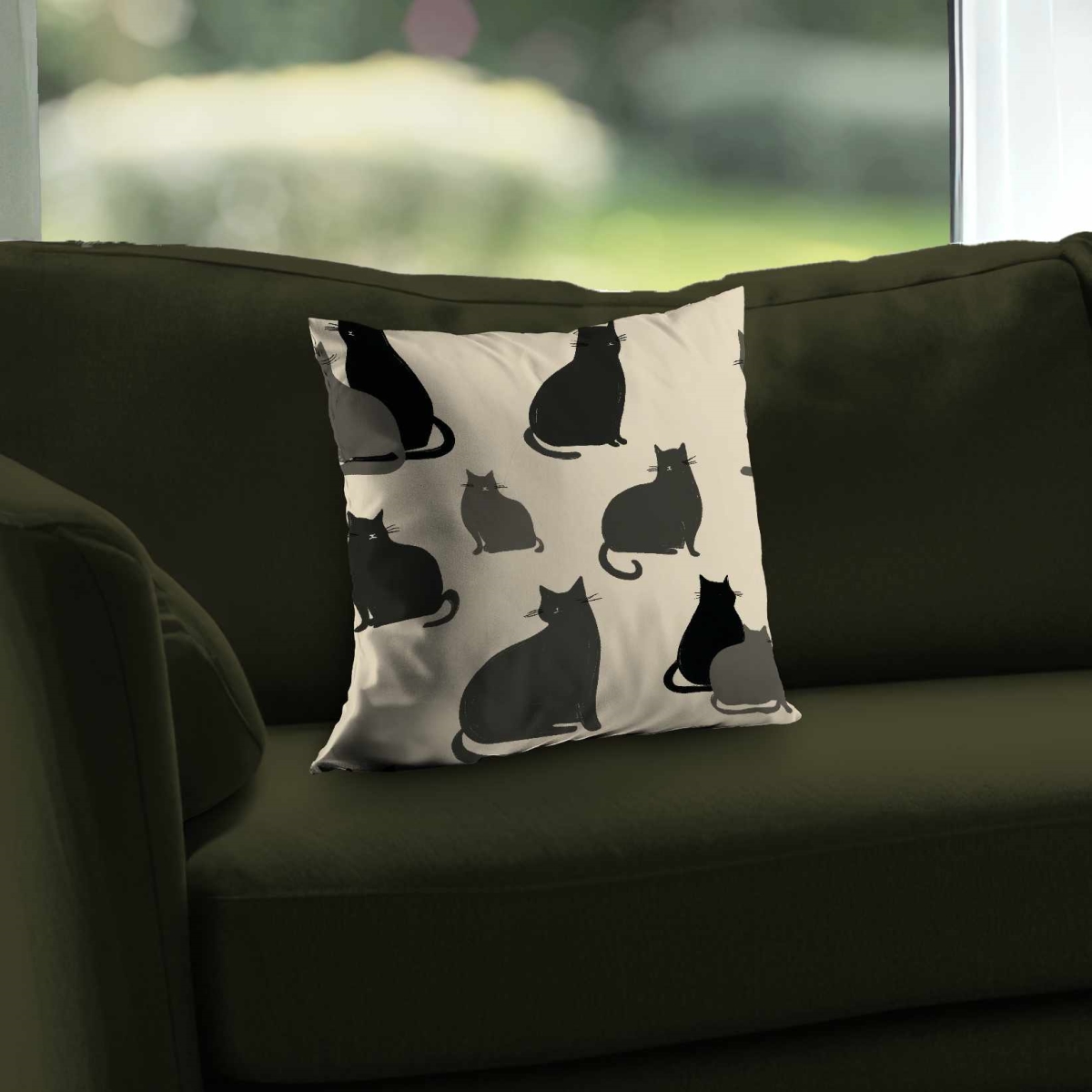 C1PT14144IX3Y1 14 x 14 in. Silent Cat Gathering Poly Twill Throw Pillow - Home Decor