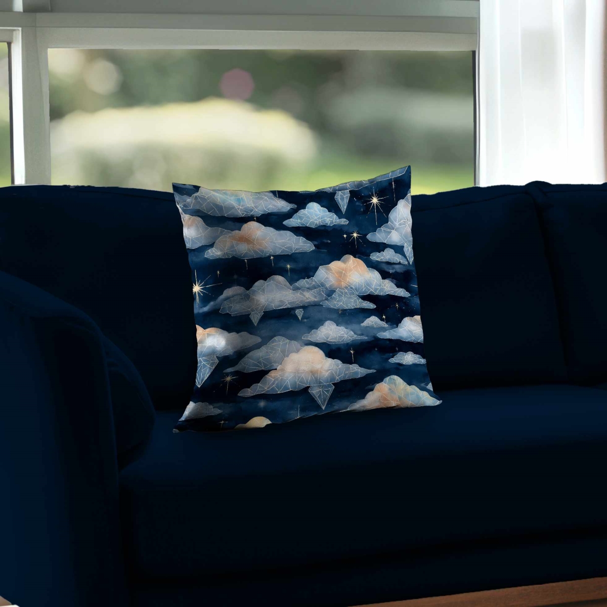 C1PT1818R8HFNG 18 x 18 in. Celestial Crystal Clouds Poly Twill Throw Pillow Home Decor