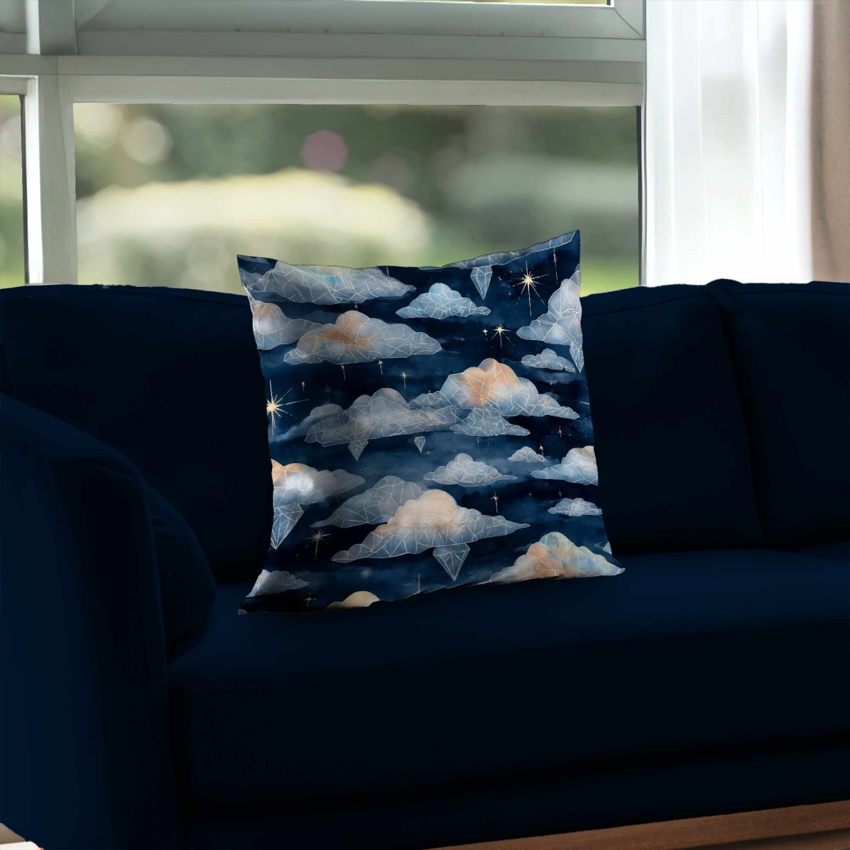 C1PT202065UAGG 20 x 20 in. Celestial Crystal Clouds Poly Twill Throw Pillow Home Decor