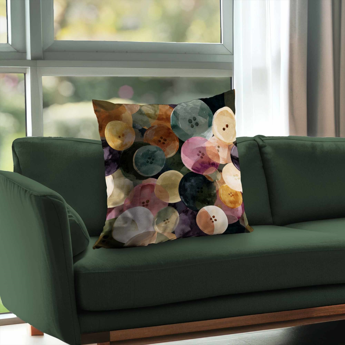 C1PT2626FGF1XD 26 x 26 in. Colorful Button Dance Poly Twill Throw Pillow Decor