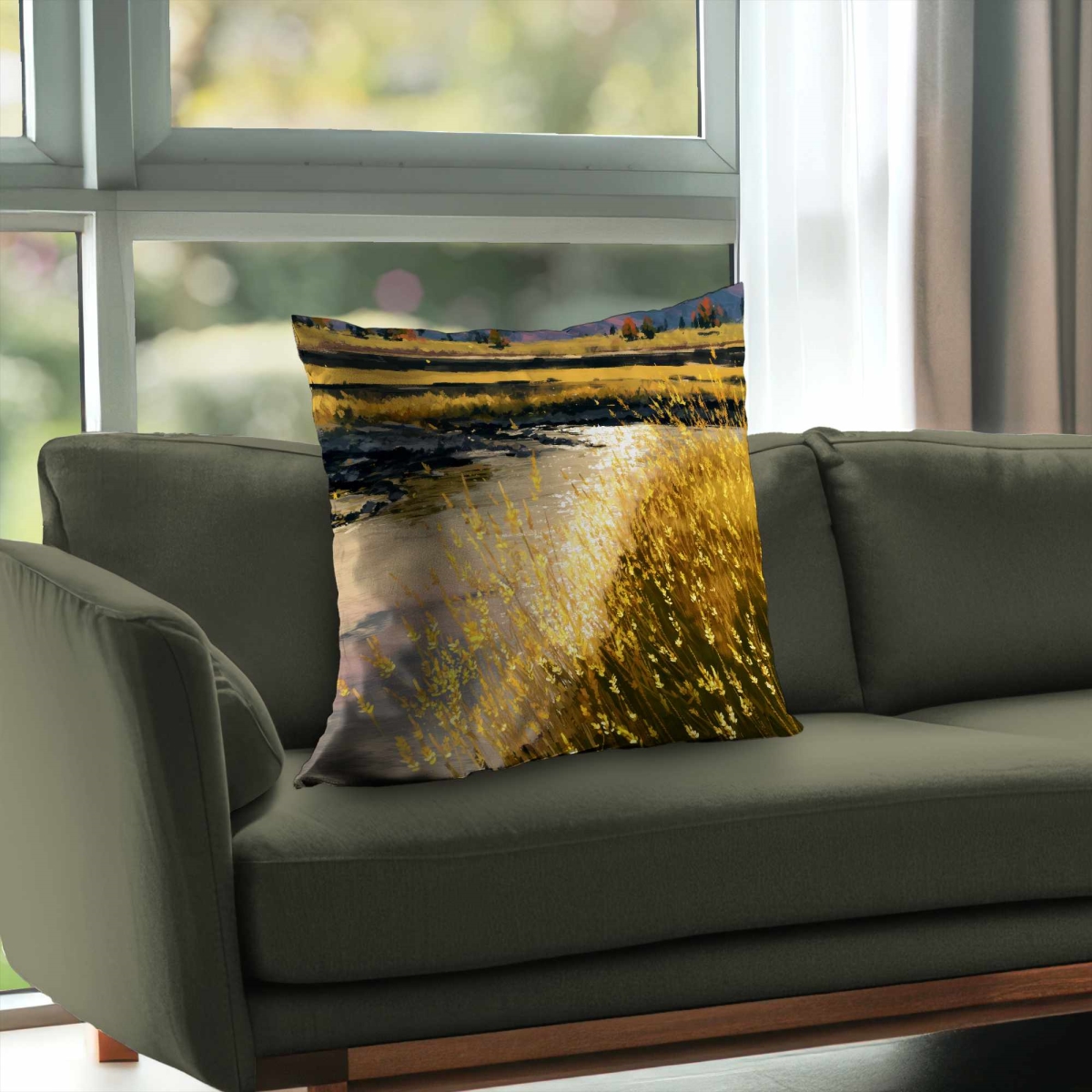 C1PT2626ZD39D2 26 x 26 in. Golden Stream Glow Poly Twill Throw Pillow for Home Decor