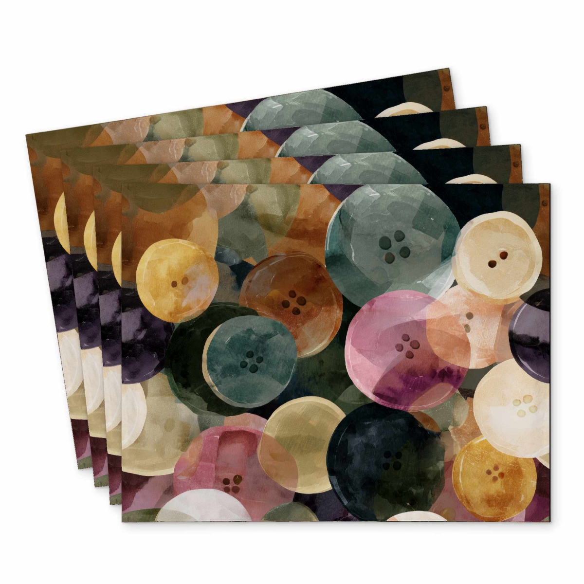 C4PP14184UZ3KZ Colorful Button Dance Polyester-Placemat for Home Decor - 14 x 18 in. - Set of 4